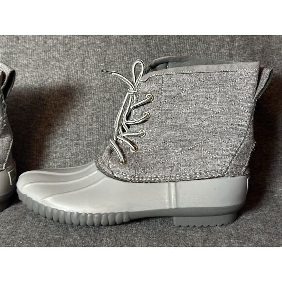 Marley Lilly Boots Womens 10 Gray Monogram Rain Duck Lace Up Logo Outdoor Hiking - Picture 5 of 6